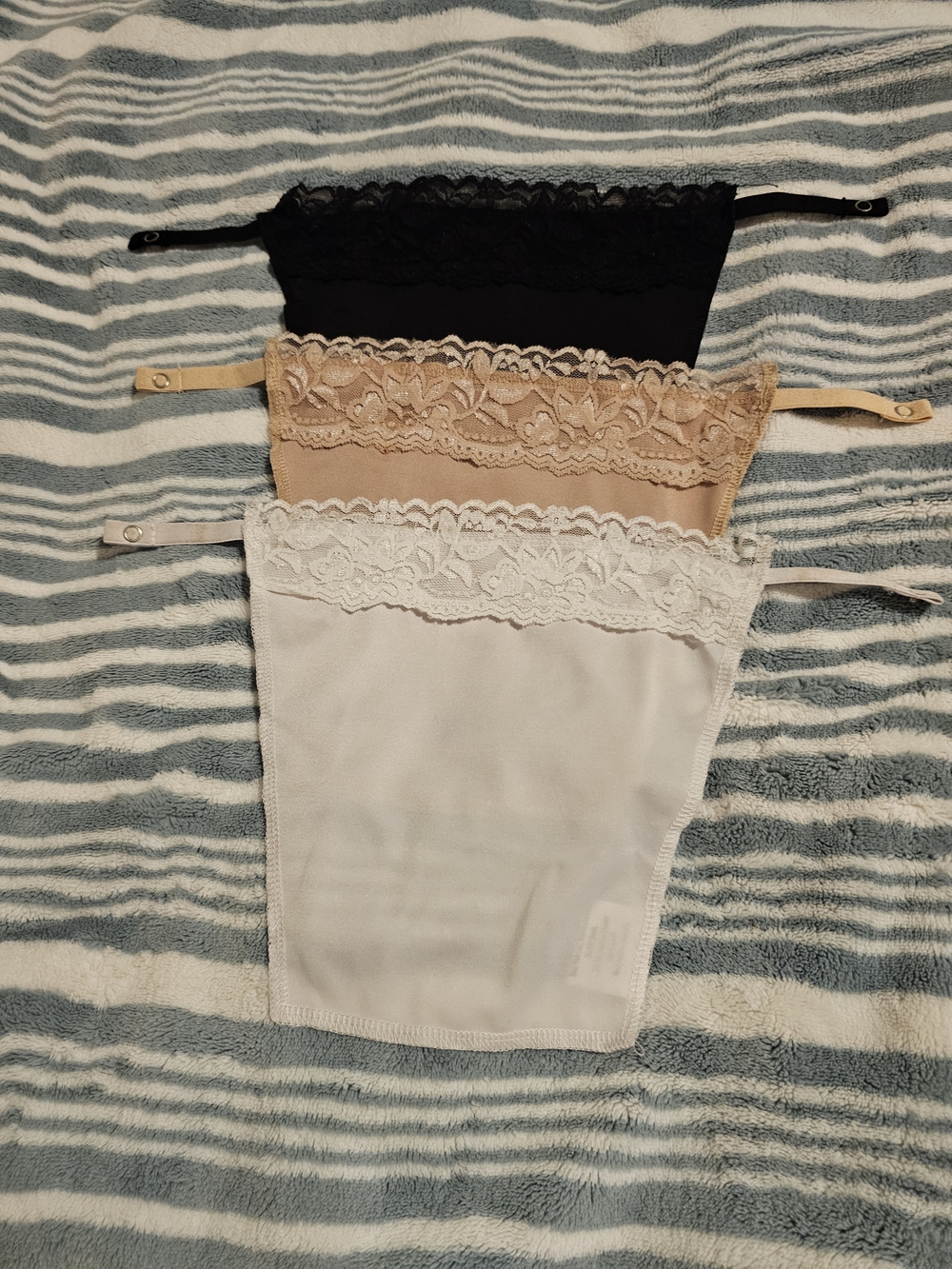 Lace Clip-on Mock Camisole Bra Insert Overlay Modesty Panel Black, Nude, White